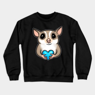 Sugar Glider Blue Heart for Sugar Glider Lovers Crewneck Sweatshirt